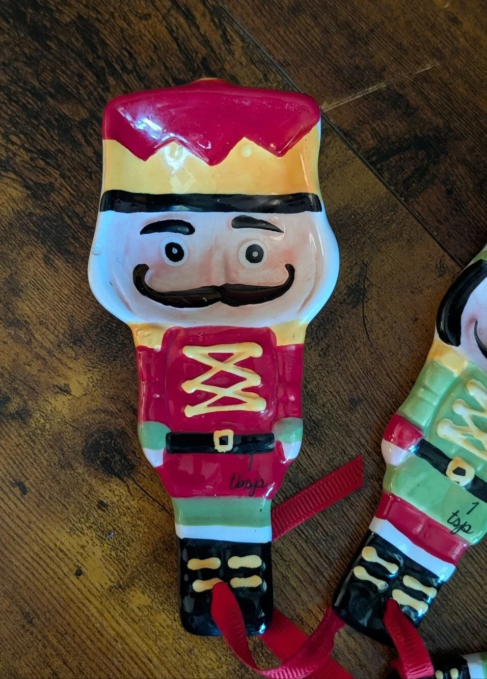 Sleigh Bell Bistro Nutcracker Ceramic Measuring Spoons Holiday Set of 4 Baking